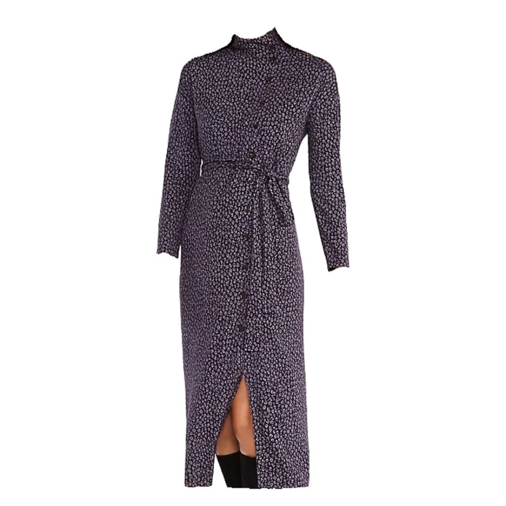 Ann Taylor Cheetah Leopard Animal Print Knit Dress Long Sleeve w/Belt Size 2 NWT